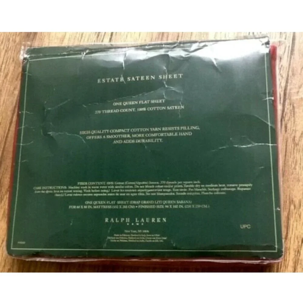 htf brand new Ralph Lauren DAMASK RED 370 TC 100% Cotton QUEEN Flat Sheet